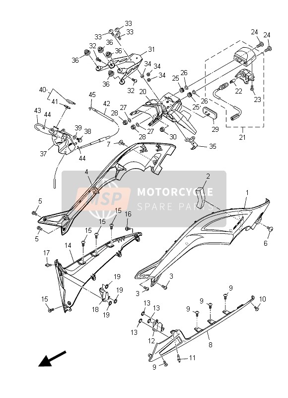 Yamaha XP500A 2015 Cubierta lateral 2 para un 2015 Yamaha XP500A